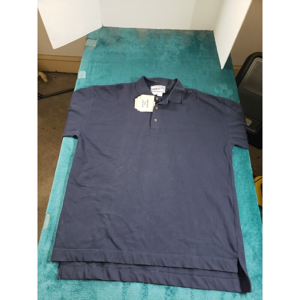 Moratti Shirt Sz 3XL Polo Mens Blue Long Sleeve Check Cotton Soft Stretch NWT